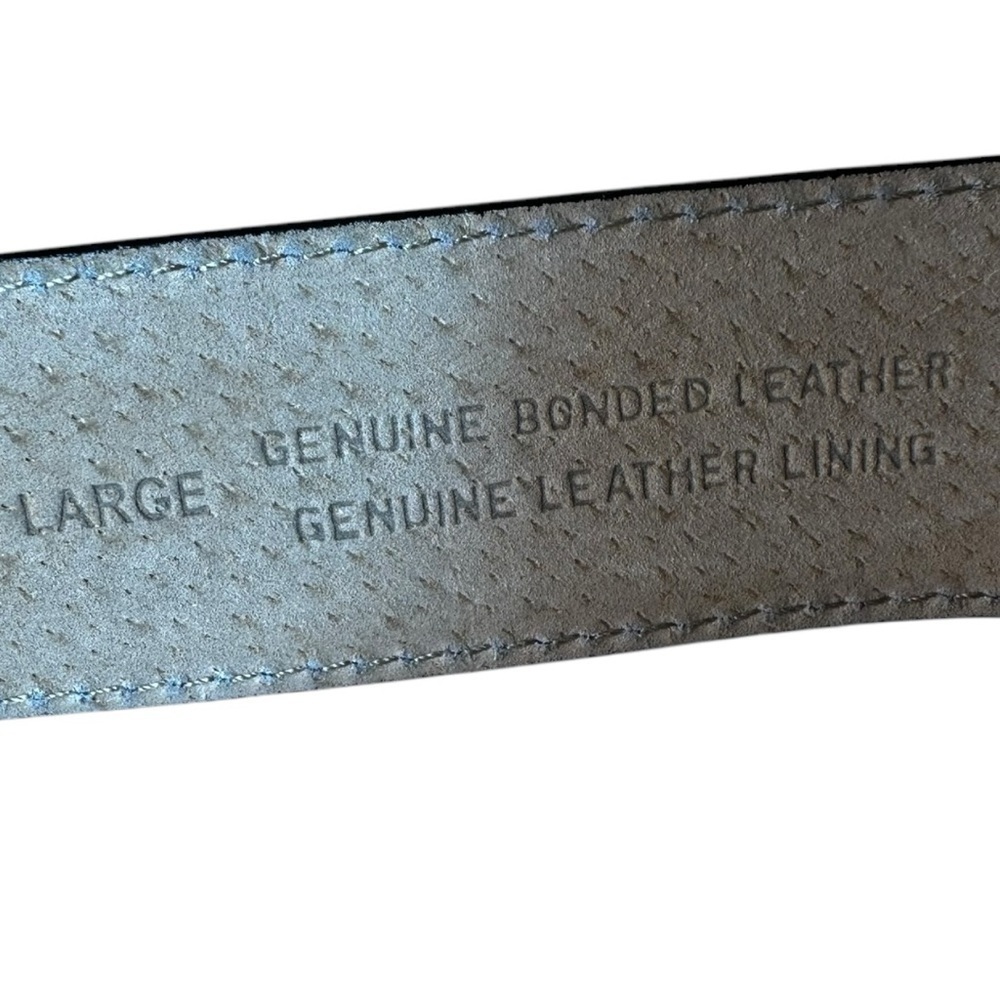 Nine West Genuine Leather Y2K Style Black Belt Contrast Stitching Grommets Large - Picture 3 of 6
